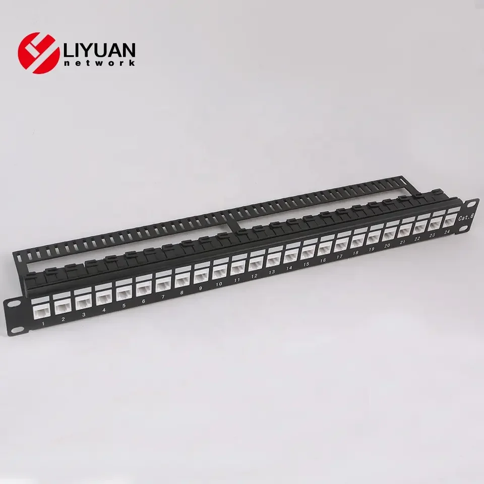 24 port Cat5e Cat6 UTP Keystone Jacks Blank Patch Panel Brackets cabinets Panel
