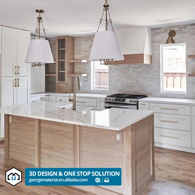 automatic Kichen Cabinet Modern Luxury Design High Quality Classic White Readymade L Shape Custom Kitchen Cabinets With Sink