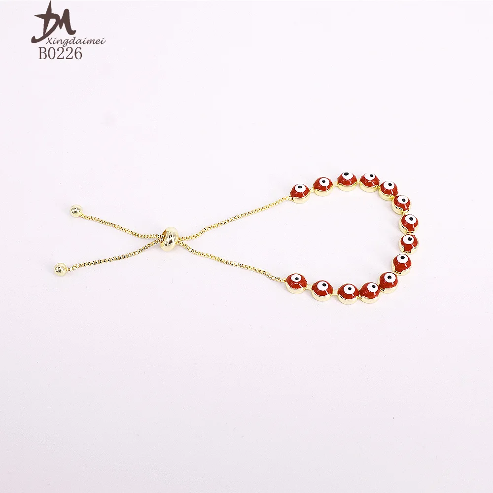 
B0226 Wholesale latest design bracelet bangle high quality 18K Real Gold plated Red eyes eye bracelet 