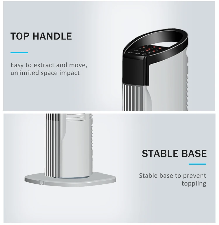 36 Inch plastic white color mount Remote control air cooling oscillating portable mini tower fan