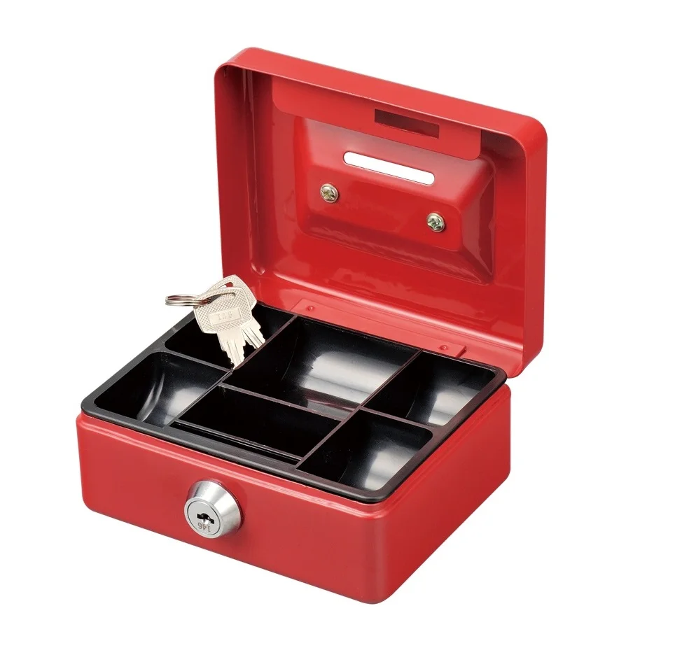 
Lockable 5 Inch Metal Cash Storage Safe Security Box Piggy Back With coin drop slot with Money Tray 