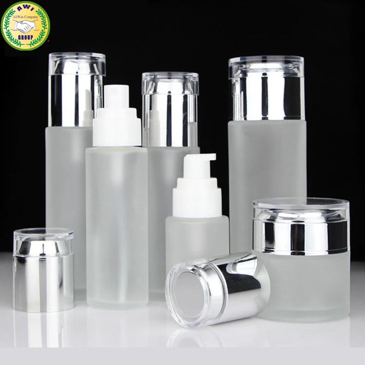 Glass Skin Care Lotion Pump Bottle  Luxury Cosmetics Glass Packaging Serum lotion Bottle