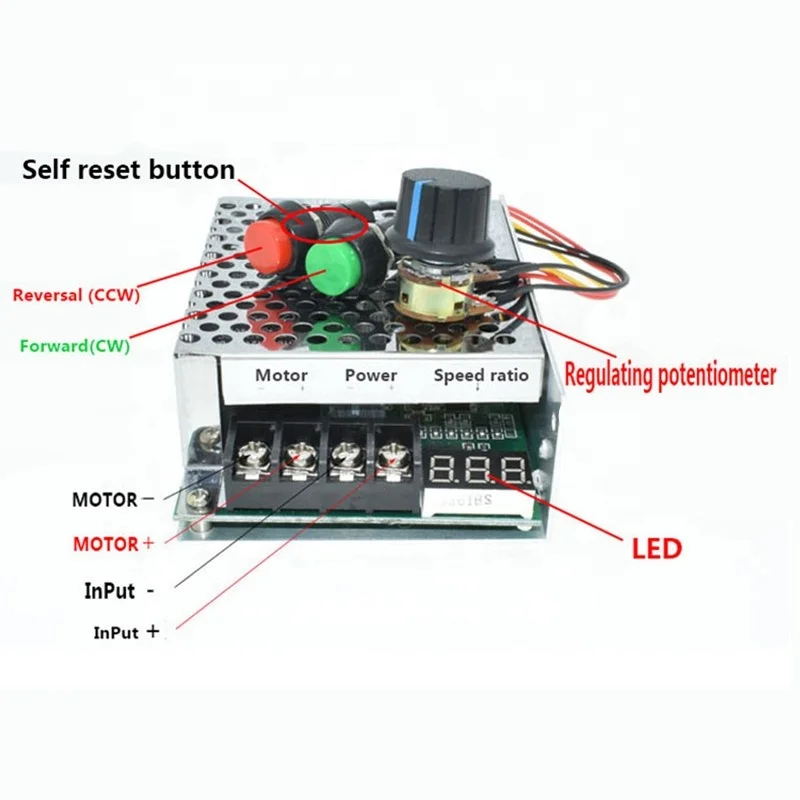 60A DC10V-55V 12V 24V 48V линейный привод контроллер PWM контроллер скорости мотора постоянного тока вращение по часовой стрелке и против реверсивный переключатель