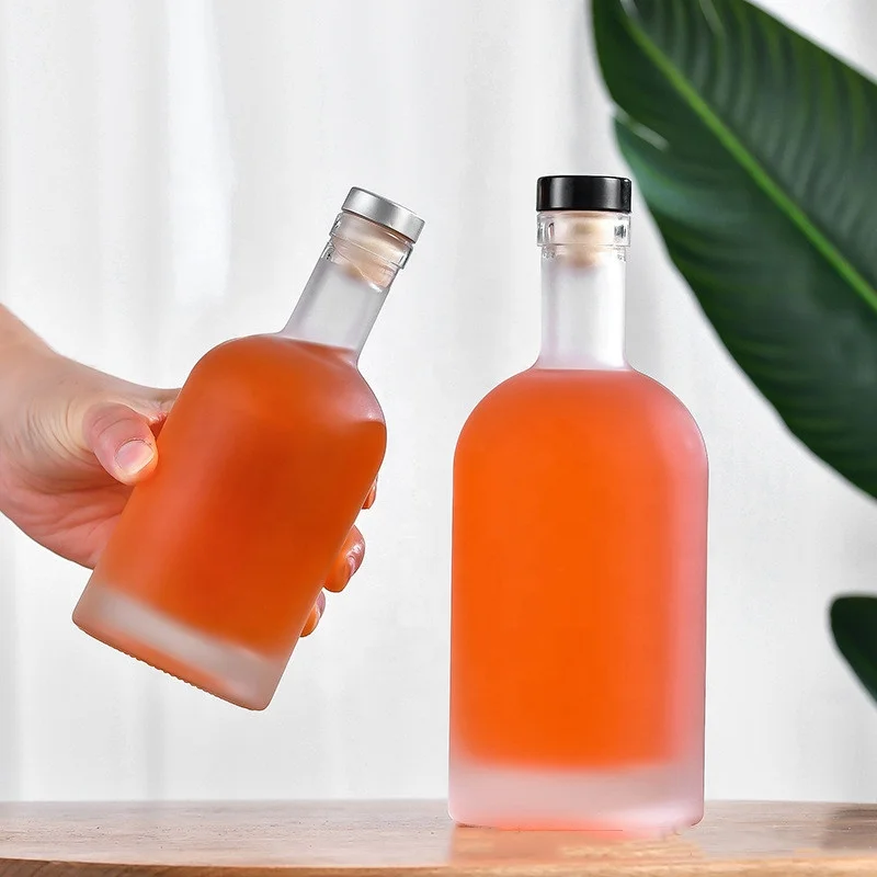Wholesale Flint Cylinder Vodka Glass Bottle with T cork 200ml/375ml/500ml/750ml /1000ml