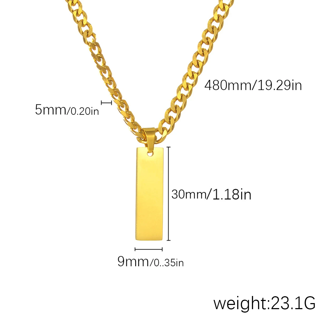 DIY Titanium Steel Long Pendant Necklace and Bracelet Set for Men Classic Style Stainless Steel Jewelry for Personal Engraving