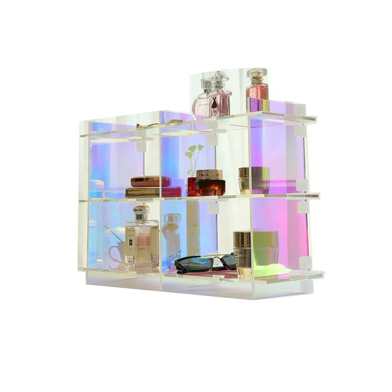 Iridescent Acrylic Makeup Display Stand Frosted Rack 3 Tiers For Cosmetic Organizer Luxury Home Decoration