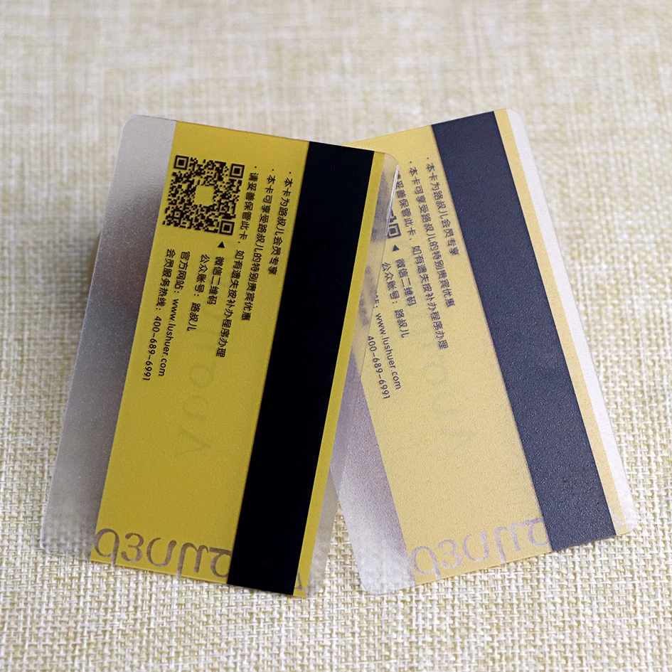 Customized Magnetic Stripe QR Code Printed Transparent Plastic Cards