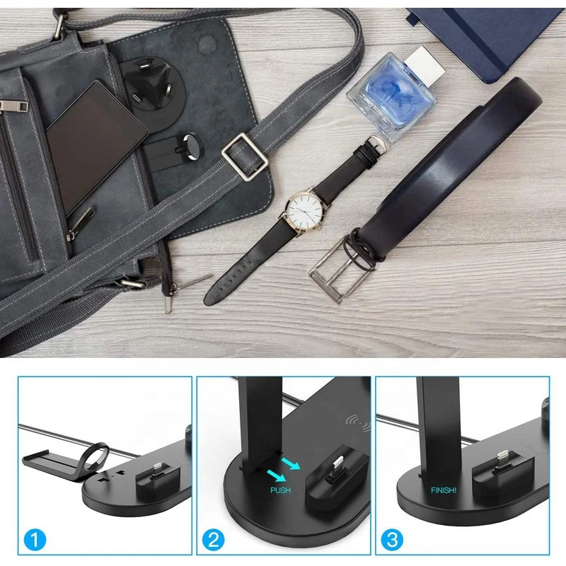 Новинка 2021, Быстрое беспроводное зарядное устройство Qi 4 в 1, 10 Вт, подставка для беспроводной зарядки мобильных телефонов, наушников, умных часов