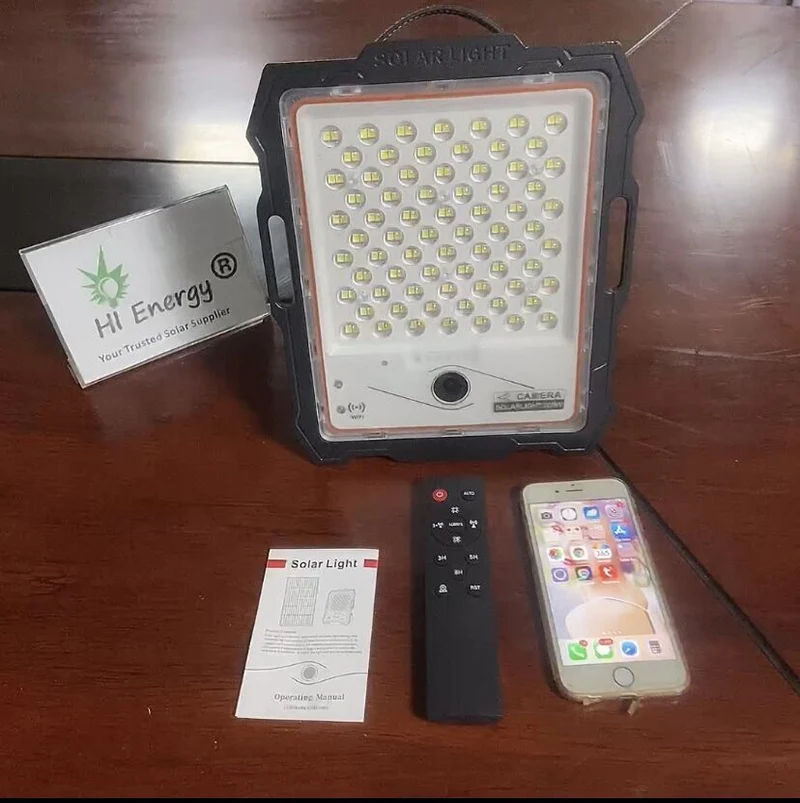 100W 200W 300W 400W solar powered flood camera light tuya app mobile control solar flood light with camera