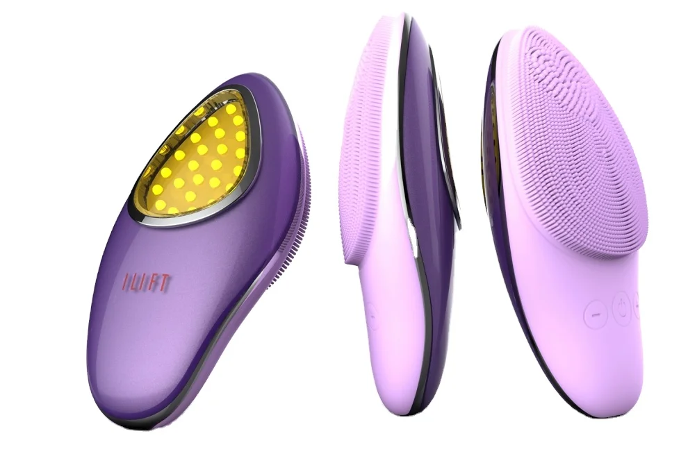 Home face products Positive Ion And Negative Ion Photon Waterproof silicone Facial cleansing brush red light therapy face device