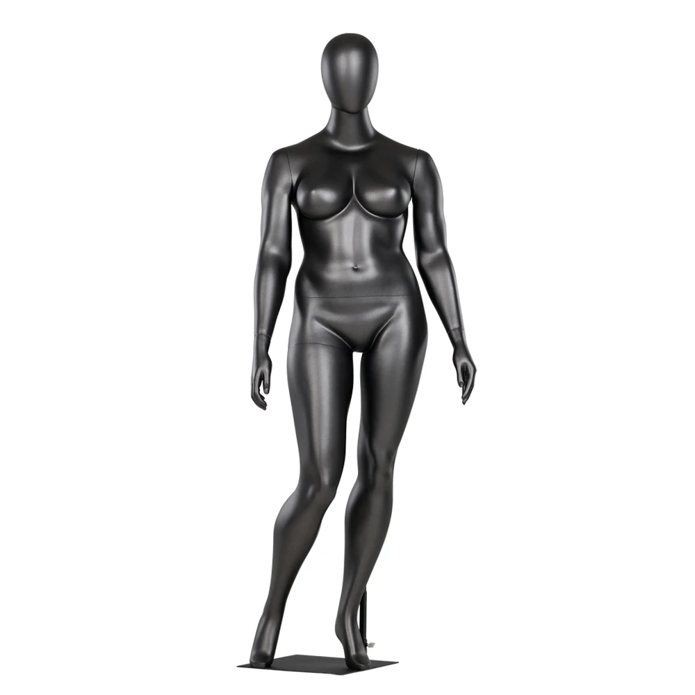 Black Color Fat Female Full Body Mannequin Plus Size Display Mannequin Standing Full Body Mannequin