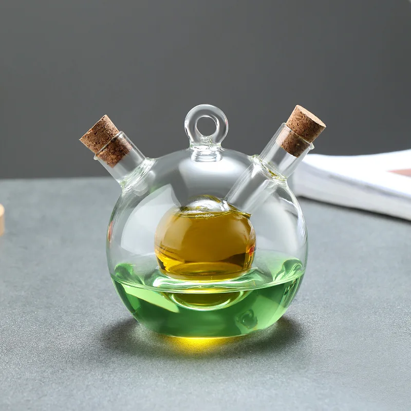 2 in 1 Glass Olive Oil and Vinegar Dispenser Cruets Bottles