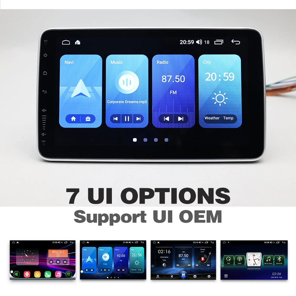 Android 13 rotating screen 1DIN 10.1inch Car stereo with BT GPS WIFI CarPlay Multimedia Player IPS