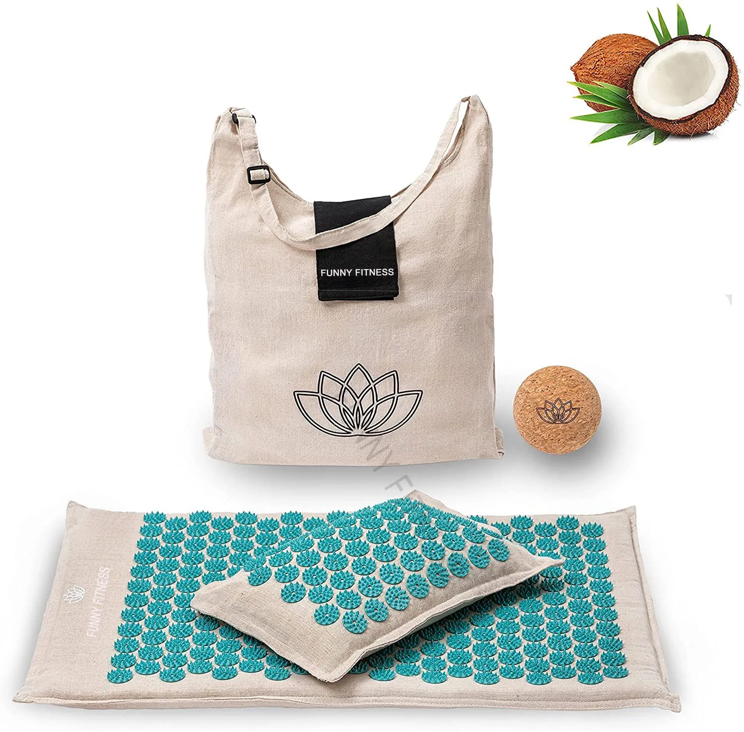 Eco-friendly Coconut Natural Fiber Acupressure Massage Mat With Buckwheat Pillow