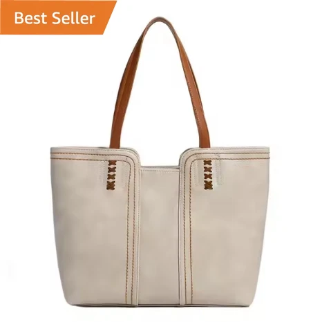 New design minimalist Tote bag Retro shoulder bag PU Leather Large capacity tote bag for women