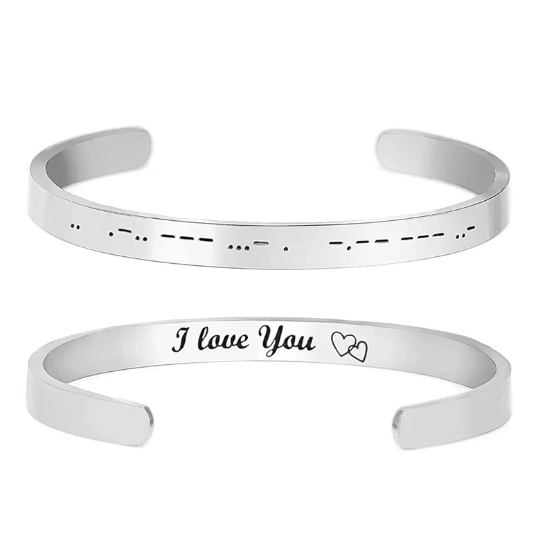Wholesale Custom Morse Code I love you Bracelet Stainless Steel Jewelry Bracelet Bangle Fashion Long Distance Couple Bracelets