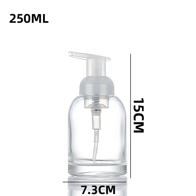 Glass hand sanitizer transparent foam bottle 250ml press type facial cleanser foam bottle press type sub bottle