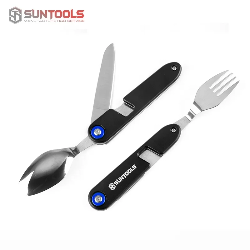 Camping Cutlery Set Stainless Steel Spoon Fork Knife outdoor Flatware Set chinese 4 in1 Tableware Pocket Cutlery for travel