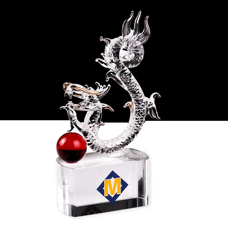 Custom Design High Quality Crystal Dragon Ball Boat Trophy With Engraving Logo Base