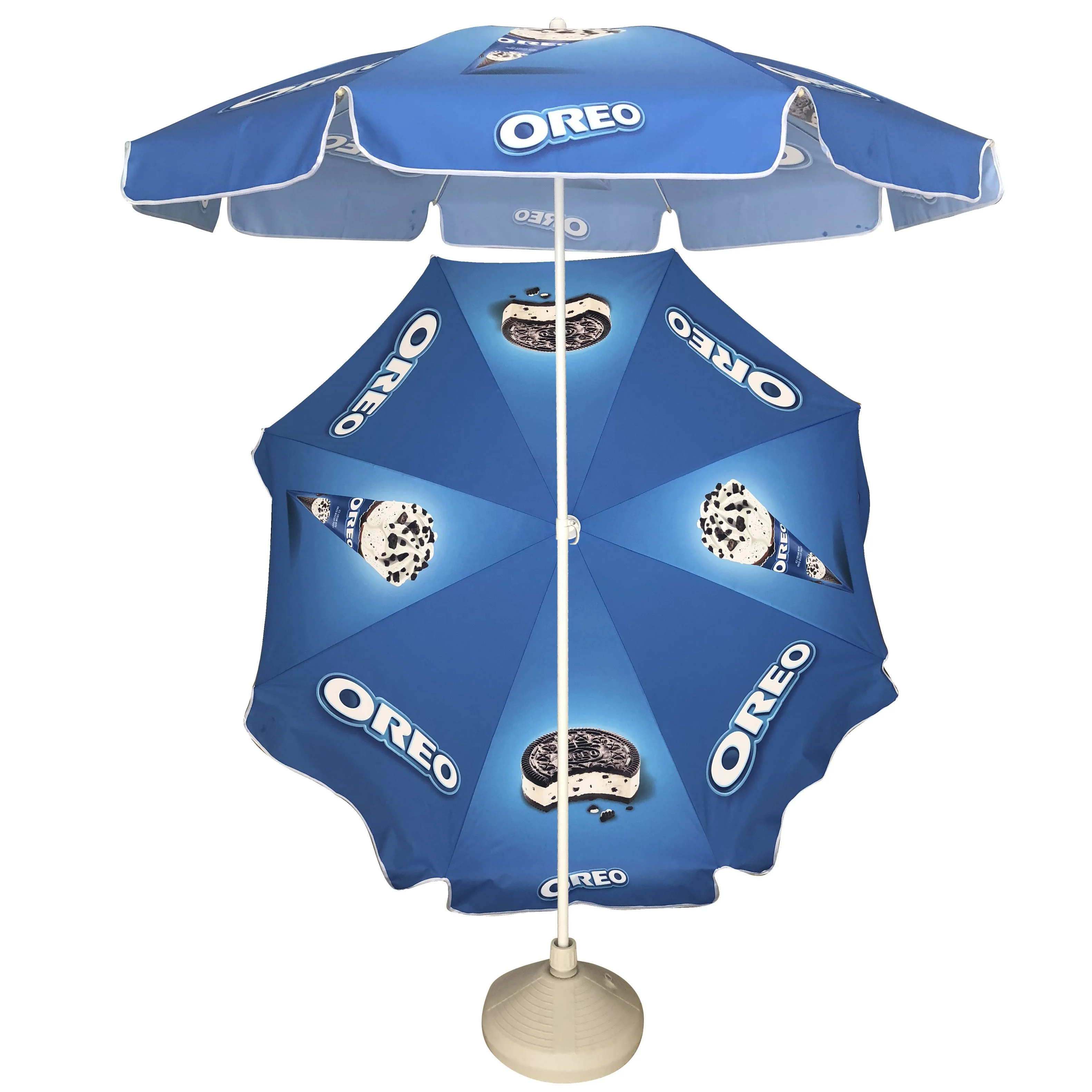 2024 New Products Commercial Outdoor Umbrella Polyester White And Blue Big Sea Umbrella For Beach