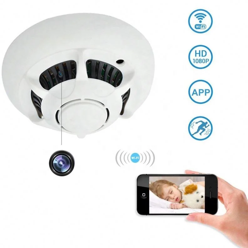  WIFI Скрытая камера НЛО Беспроводной детектор дыма стильная HD 1080 с детектором движения циклическая запись Удаленный просмотр спрятанная Водонепроницаемая Экшн-камера