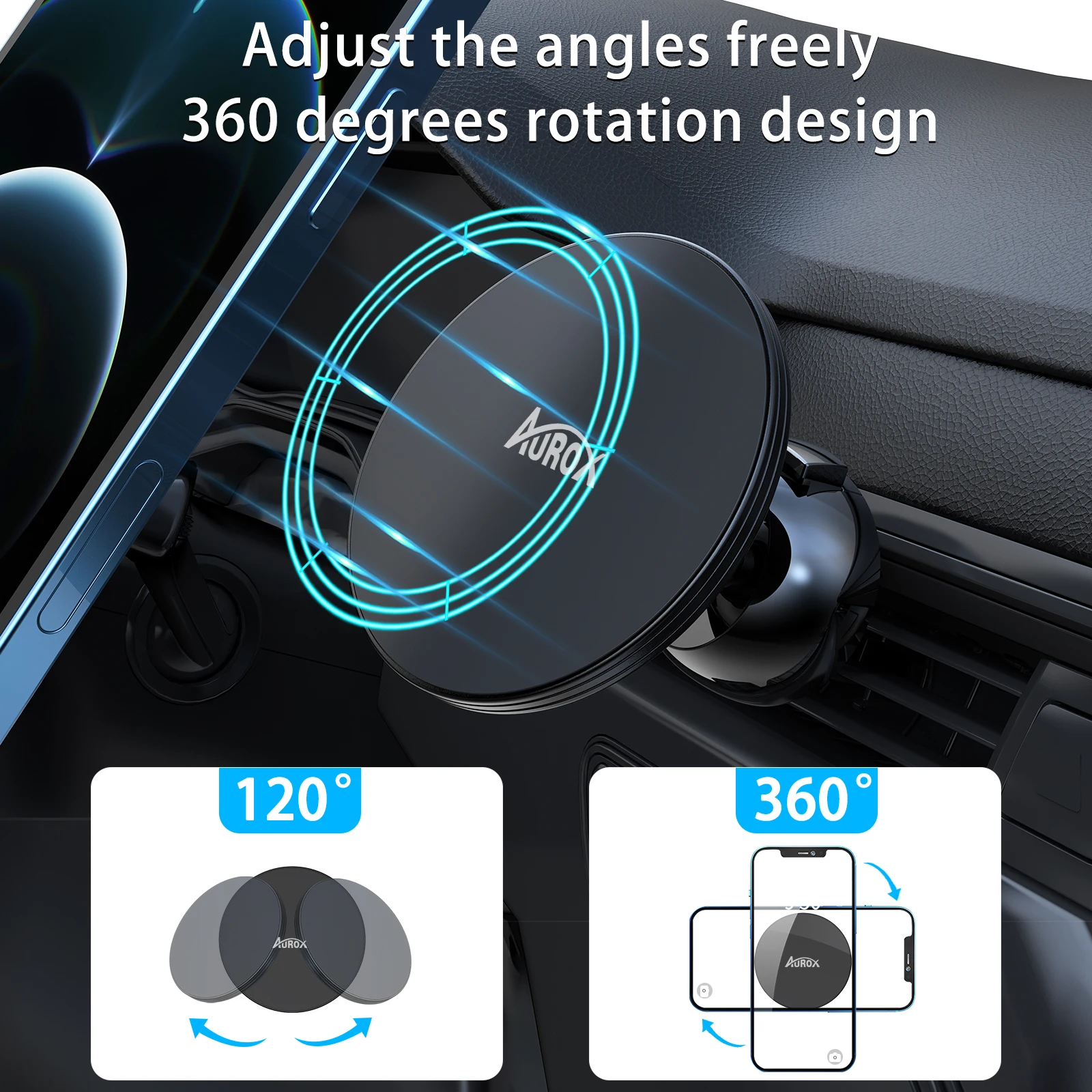 Magsafe 360 Degree Rotation N52 Strong Magnet Mount Universal Air Vent Car Magnetic Phone Holder for iphone12,13 series