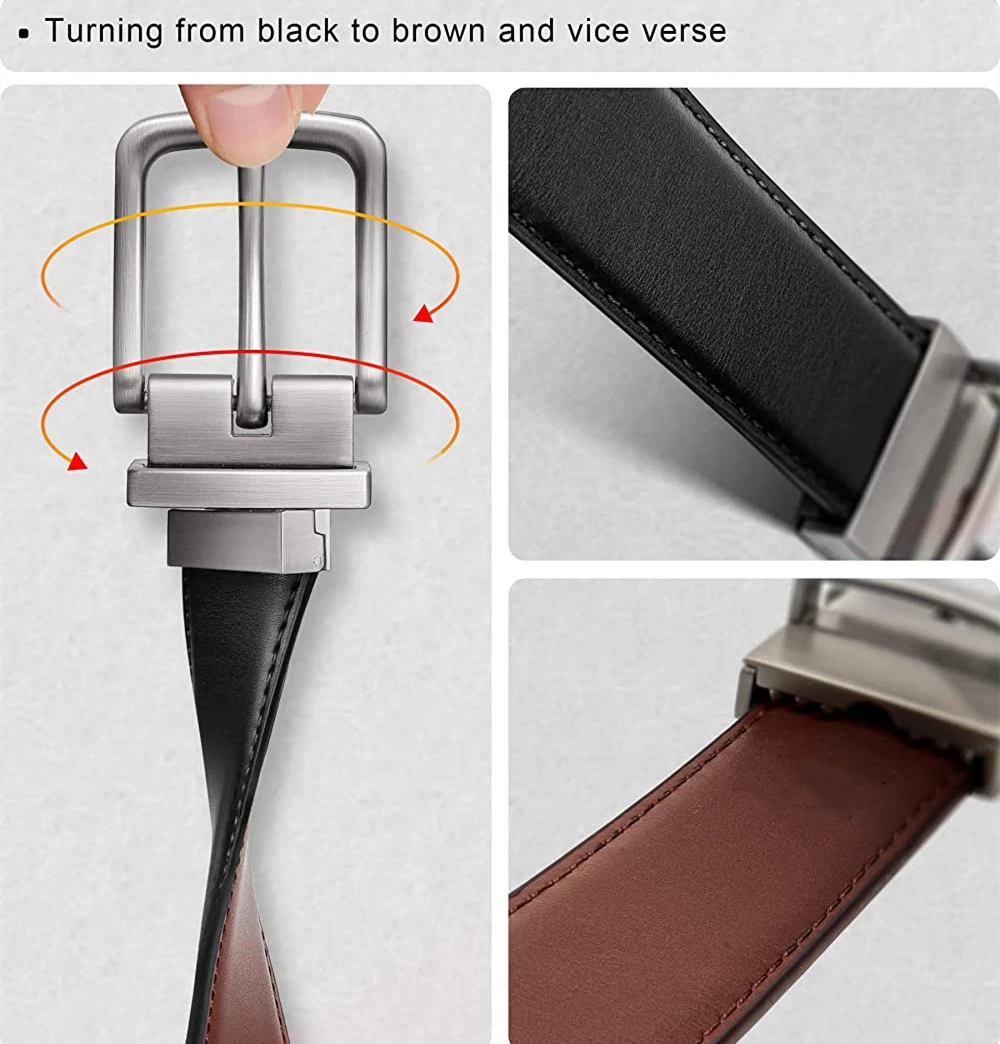 Мужской двусторонний ремень с двумя сторонами