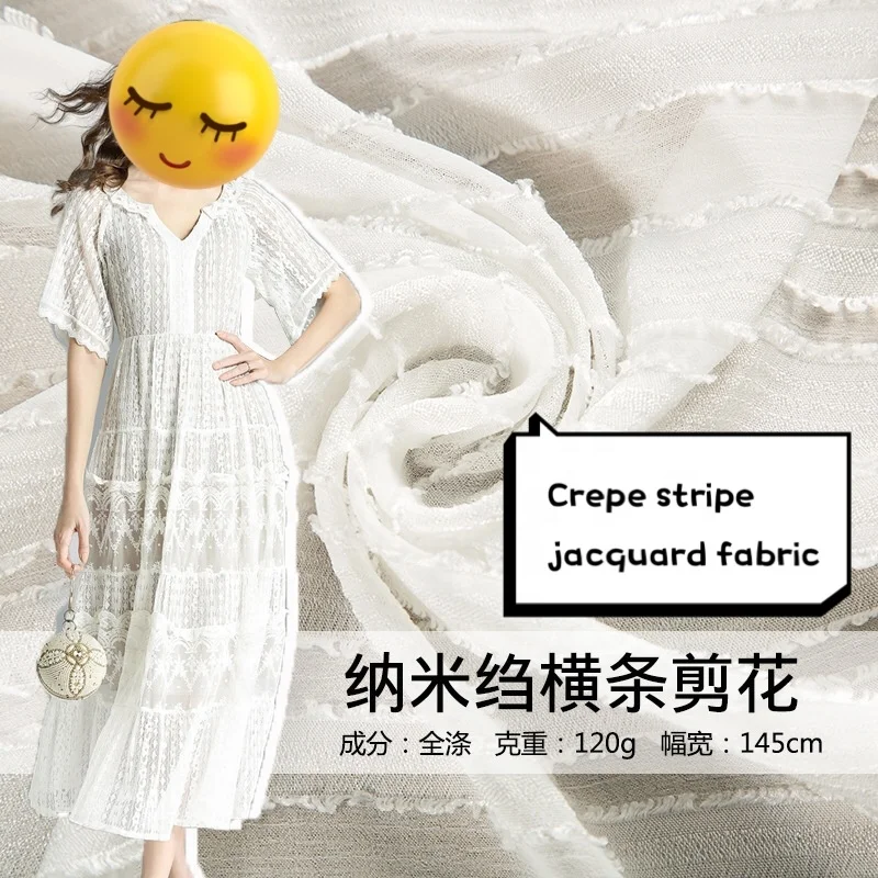 crepe chiffon horizontal  stripe jacquard fabric for dress fashion shirts