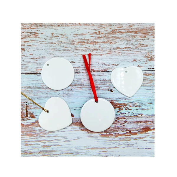 Рождественская елка на заказ, подвесные украшения, двухсторонний Печатный персонализированный керамический орнамент