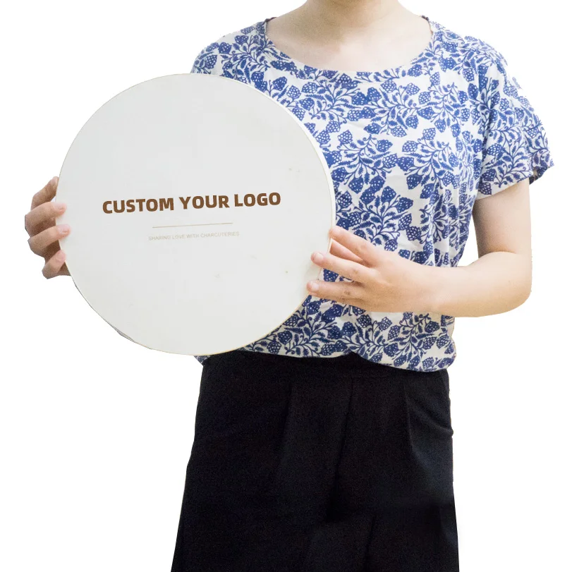 Biodegradable Expensive To go Box Put Pulp Pudding Foot Tart Cake Food Packing Board Round Wooden Chocolate Brie Cheese Boxes