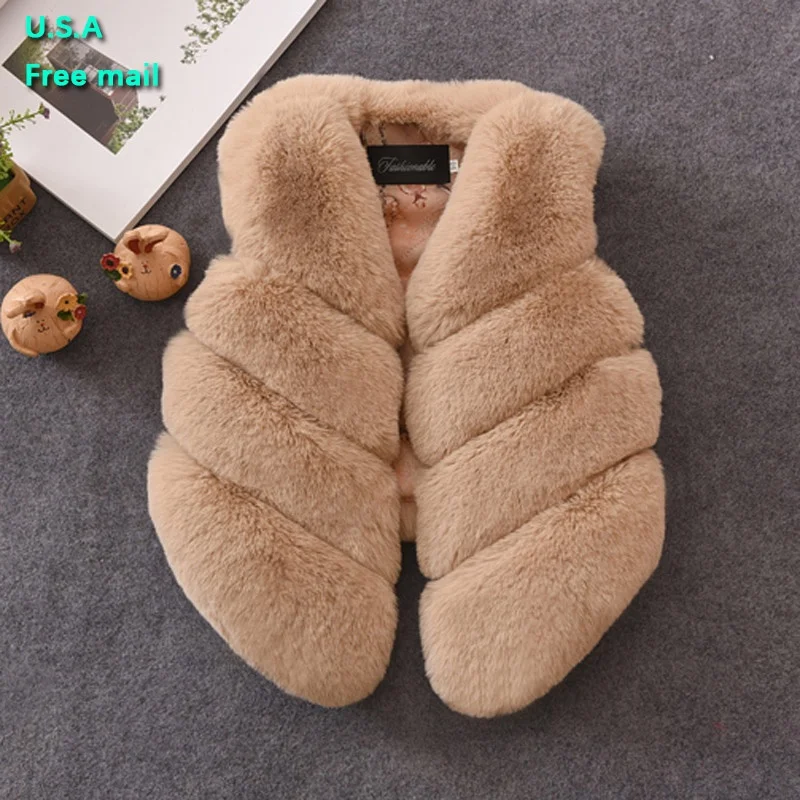 
Baby Girls Vest Kids Girls Artificial Fur Vest Coat Sweet Soft Faux Fur Warm Waistcoat 