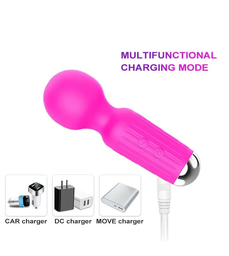 Mini USB waterproof 360 degree bendable 20 frequency vibration cordless vibration AV stick vibrator sex toys for women