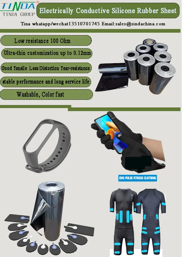 Hot sale Switzerland muscle stimulation Washable Color fast Low resistance Conductive Elastomer  silicone rubber sheet