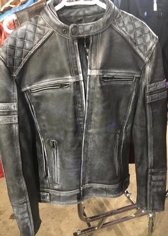 Мужская кожаная куртка коричневый жакет из потертой кожи для езды на мотоцикле и автомобиле спортивная одежда 2020