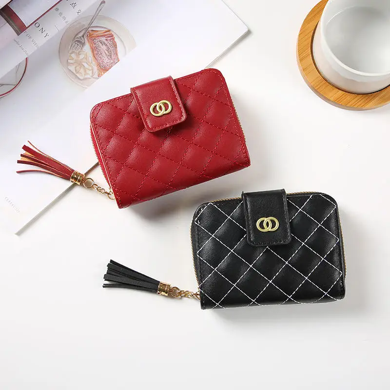 Mini small clutch bag slim leather wallets for ladies with zipper