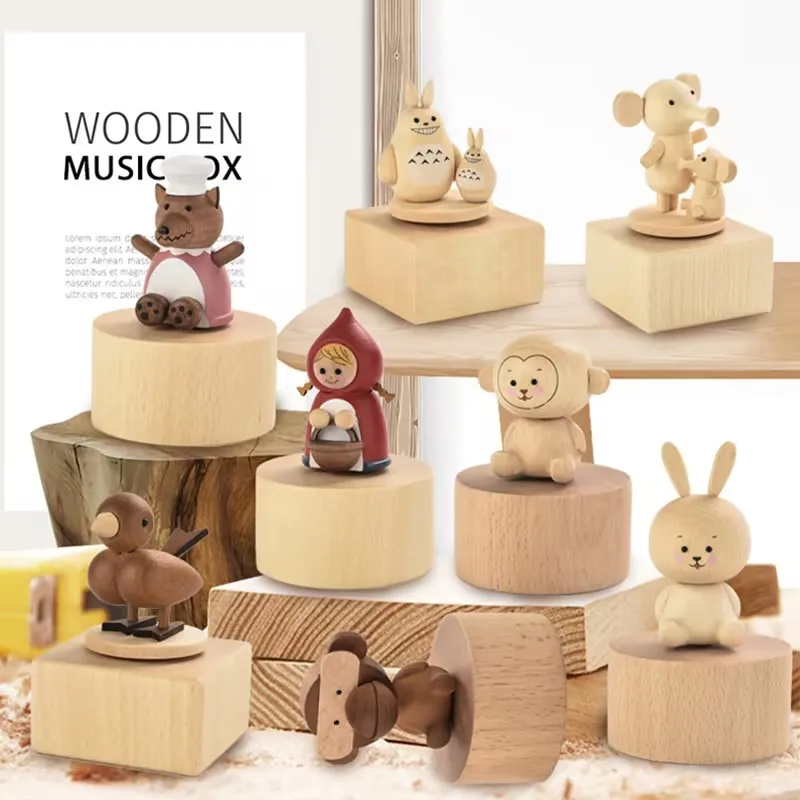 High quality wooden music box cute animal shape music box exquisite  gift toy music box