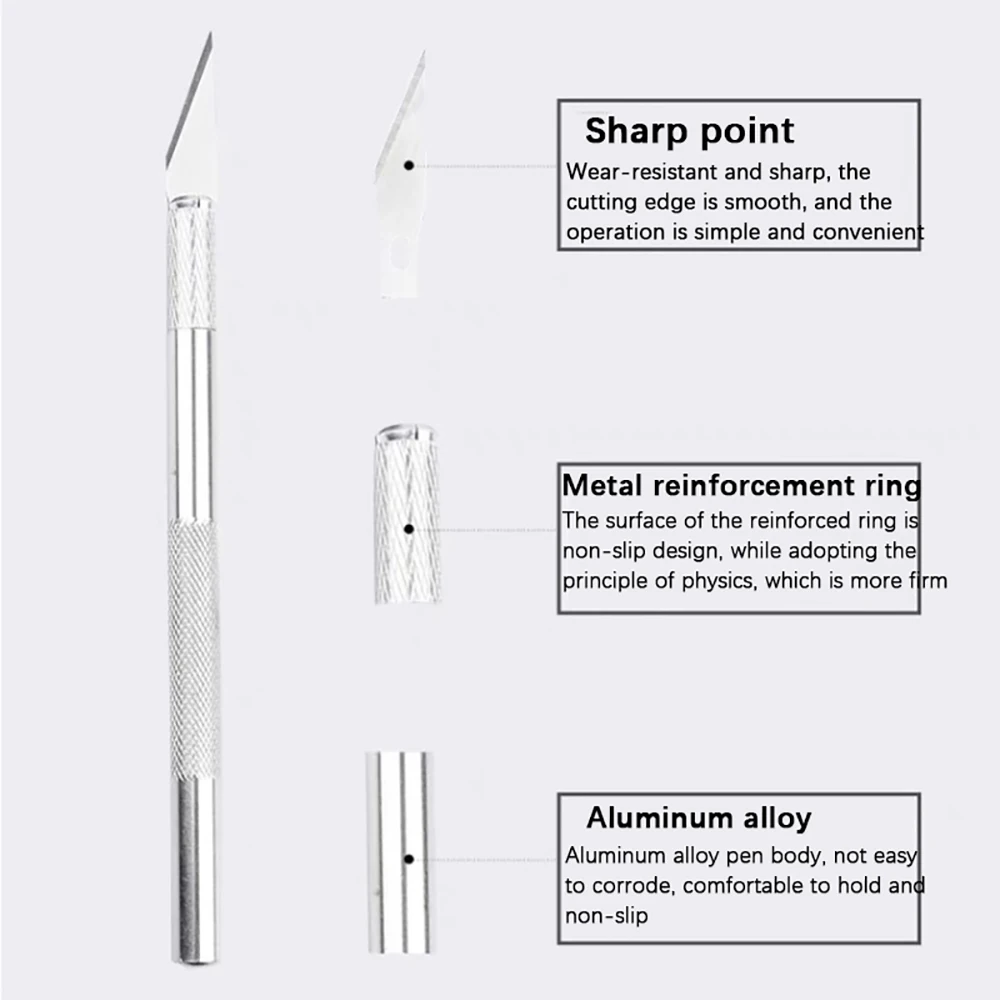 China Factory Custom Amazon Hot Sell Aluminum Engraving DIY Art Craft Hobby Cutter Carving Knife Set Six Kinds of Blades