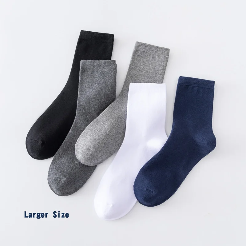 Wholesale thicken lengthen custom men socks business sports cotton pure tube socks extra large size feet crew socks
