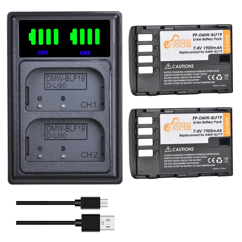 
DMW-BLF19 LED USB Dual Charger for Panasonic DC-G9 DC-GH5 DMC-GH3 DMC-GH3K DMC-GH4 DMC-GH4K 