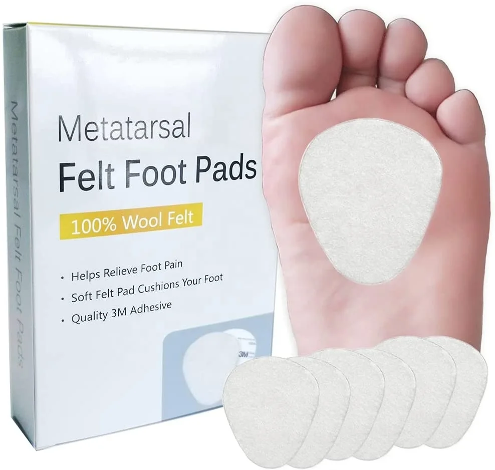6 Pairs 1/4 Inch Thick Felt Metatarsal Pads Ball of Foot Cushions for Men and Woven Foot Pain Relief