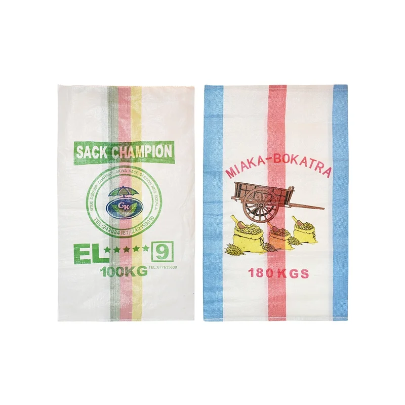 Custom design empty 25kg 50kg 60kg 100kg plastic pp woven bag 50 kg polypropylene sack bopp laminated rice packing bag for sale
