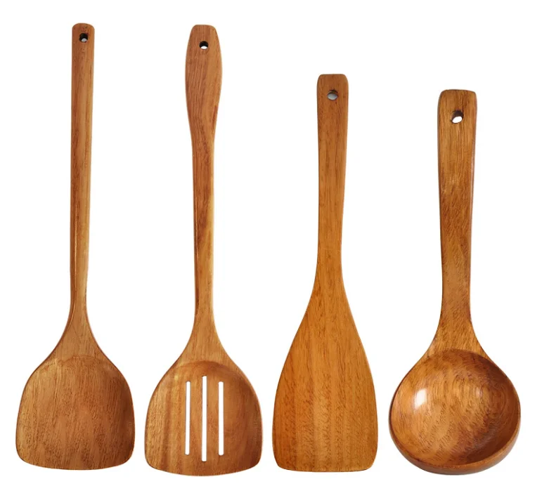 
Wooden Spatula,Slotted Turner,Ladle Long Handle Utensils Set kitchen accessories (Utensil 4 Sets) 