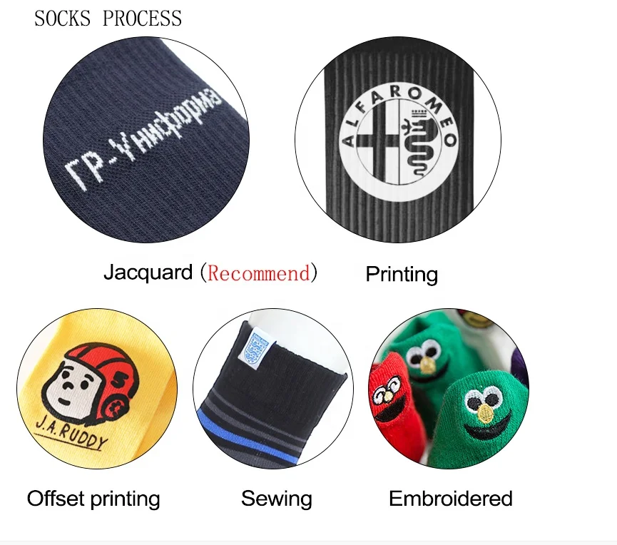 High quality low moq happy socks cotton jacquard crew tube custom design logo sport socks for men and women