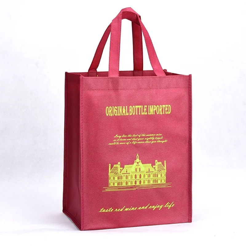 
customized printing gift promotional PP Nonwoven shopping tote carry bags for wine or beer 
