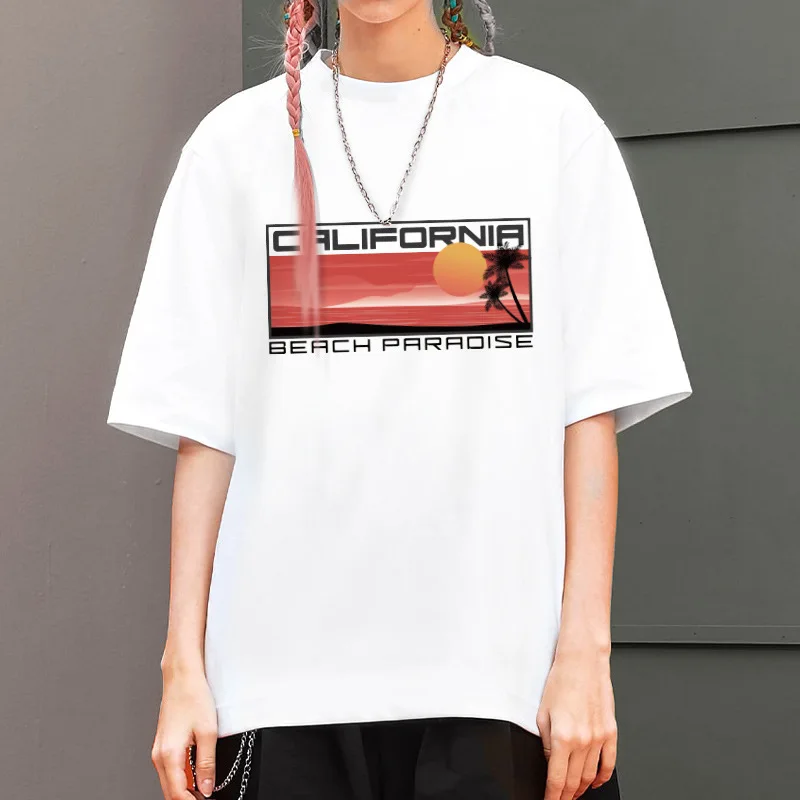 New Design Cute Pattern Design Tshirt Custom Fabric Tshirt Print Women Slim Fit Stylish O-neck Red T-shirt