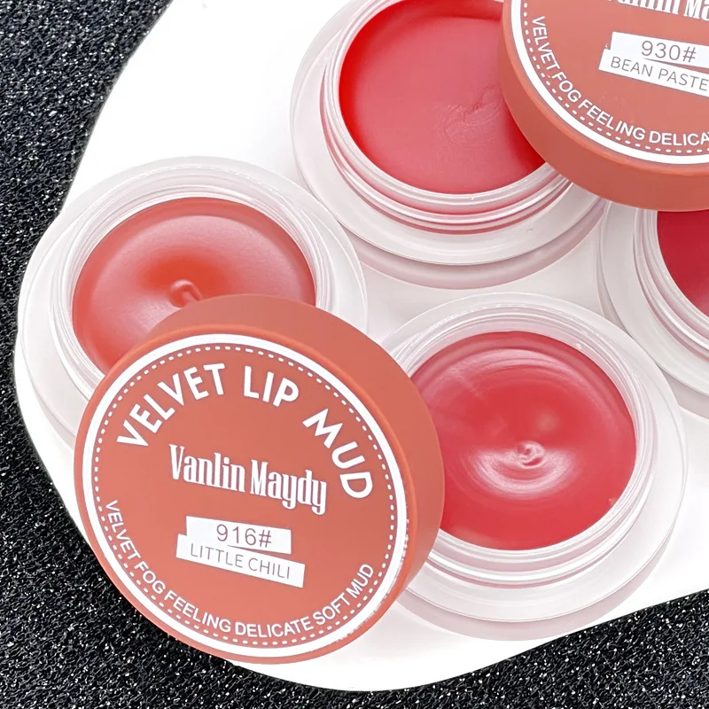 Canned Jelly Lip Mud Makeup Velvet Bean Paste Red Brown Non-stick Cup Student Girl Lipstick New Product