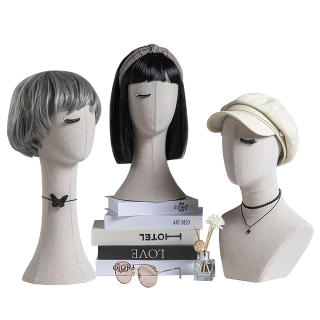 Fashion  Mannequin Head and Holder Mannequin Head Hat Display Head Display with wooden base