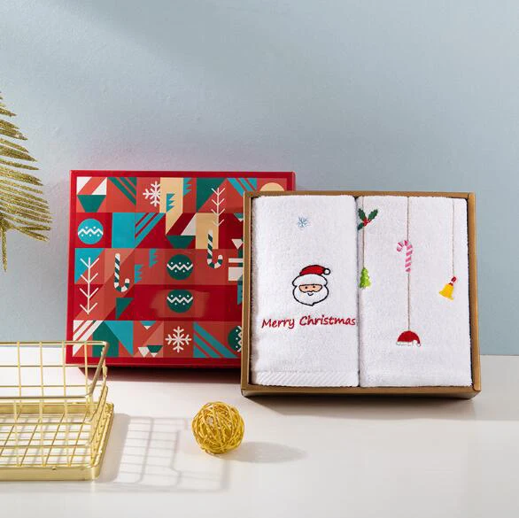 S-82 Hot selling blanket multi used cotton Christmas present cake gift face bath custom printing towel set