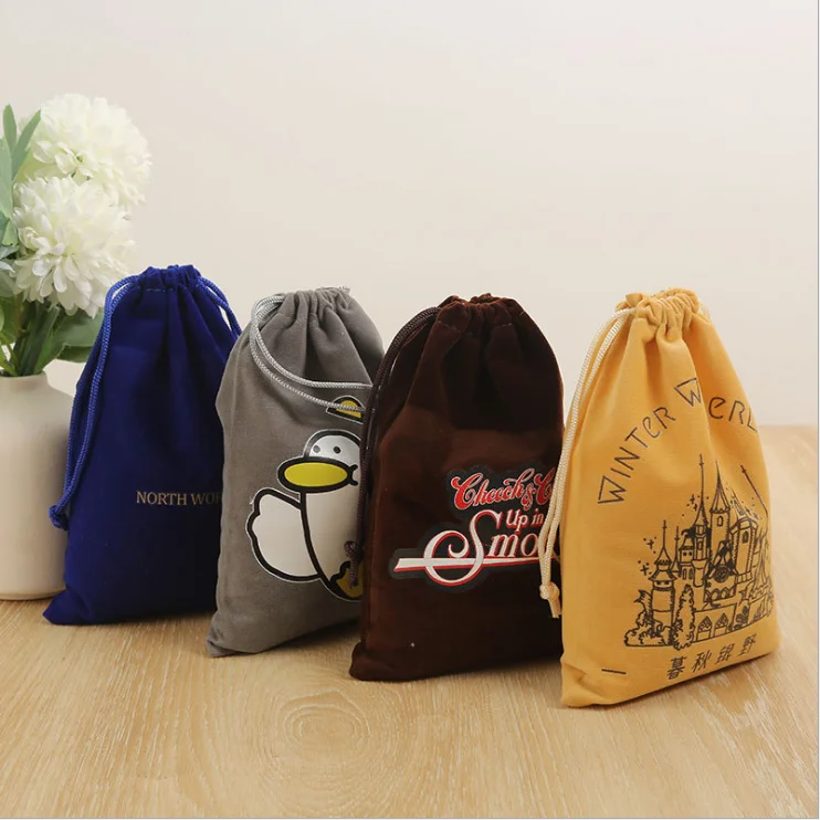 Chinese Style Red Drawstring Velvet Bag Wedding Favor Gift Pouch Bags