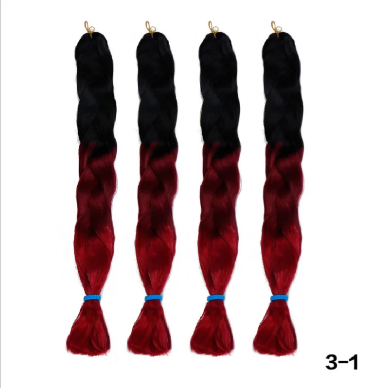 LW-49QT factory wholesale gradient tricolor braided hair ombre 24inch 100g jumbo braid hair for women hair